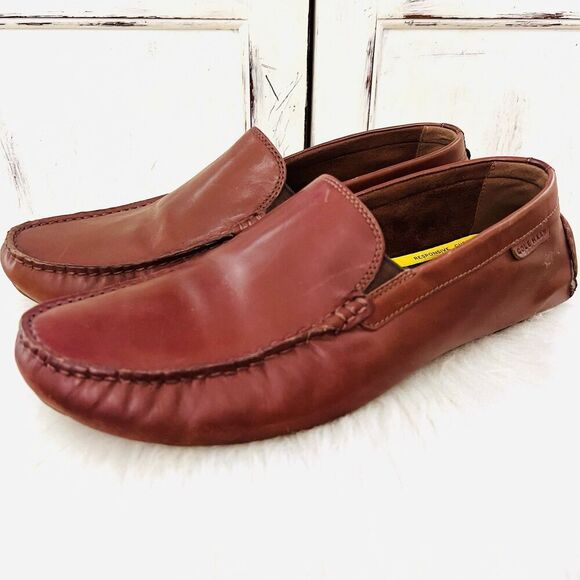 Cole Haan Brown Leather Grand+ Venetian Drivers Driving Style Loafers Mens 10W - Picture 1 of 8